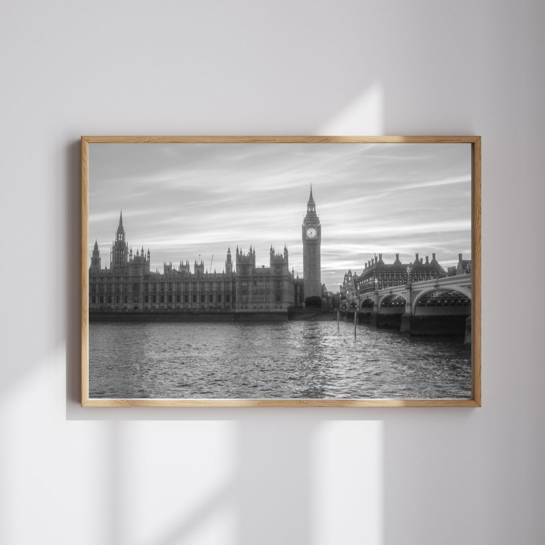 Big Ben & Parliament B&W - (Rectangle) PRINTABLE DIGITAL IMAGE - City Escapes Collection
