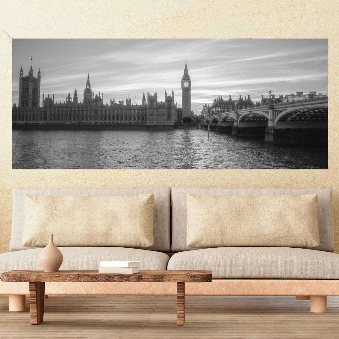 Big Ben & Parliament B&W - (Rectangle)  PRINTABLE DIGITAL IMAGE - City Escapes Collection