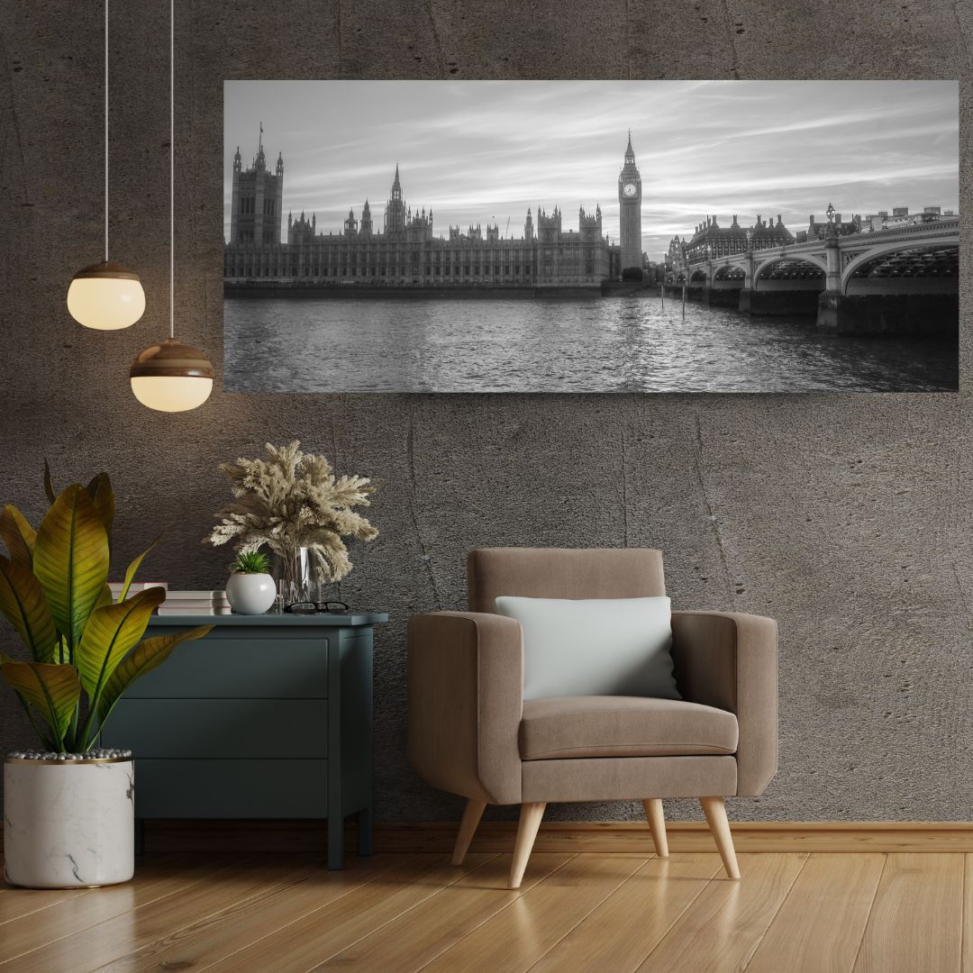 Big Ben & Parliament B&W - (Rectangle)  PRINTABLE DIGITAL IMAGE - City Escapes Collection