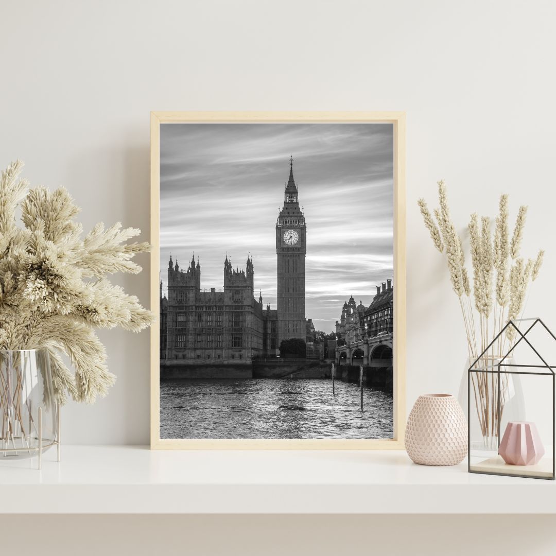 Big Ben in London - (B&W Vertical) PRINTABLE DIGITAL IMAGE - City Escapes Collection