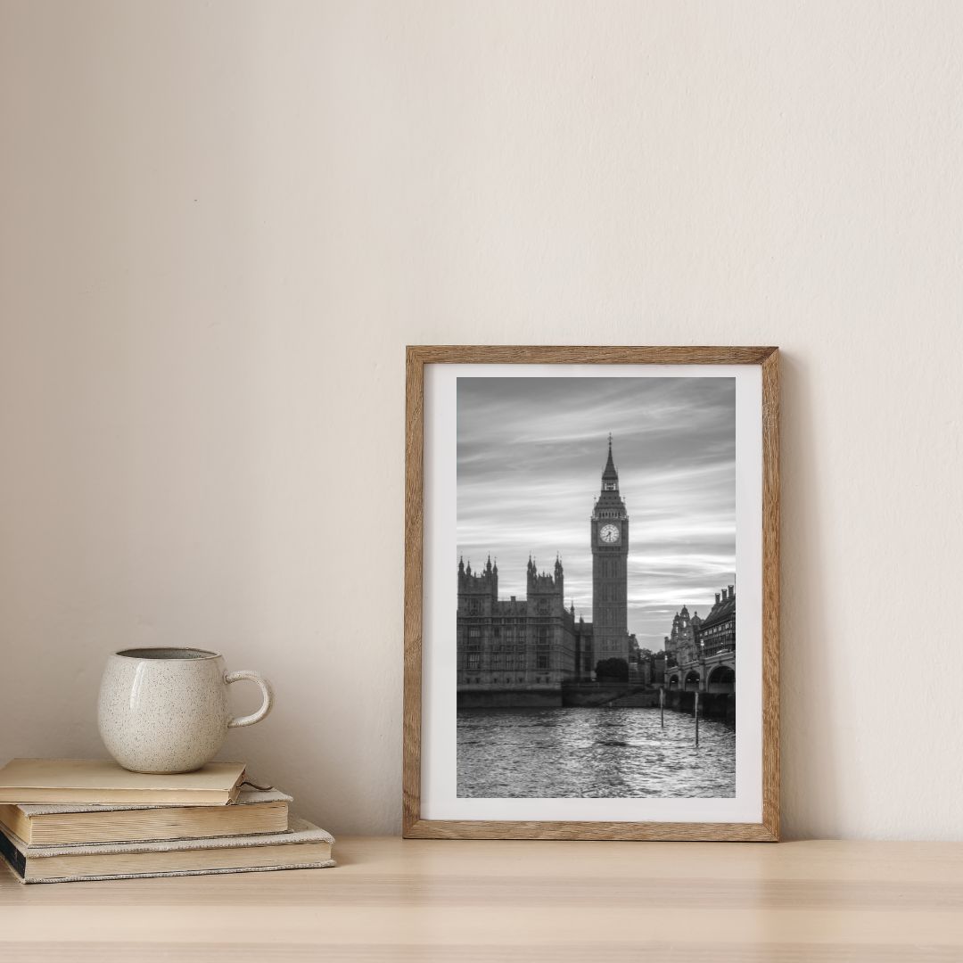 Big Ben in London - (B&W Vertical) PRINTABLE DIGITAL IMAGE - City Escapes Collection