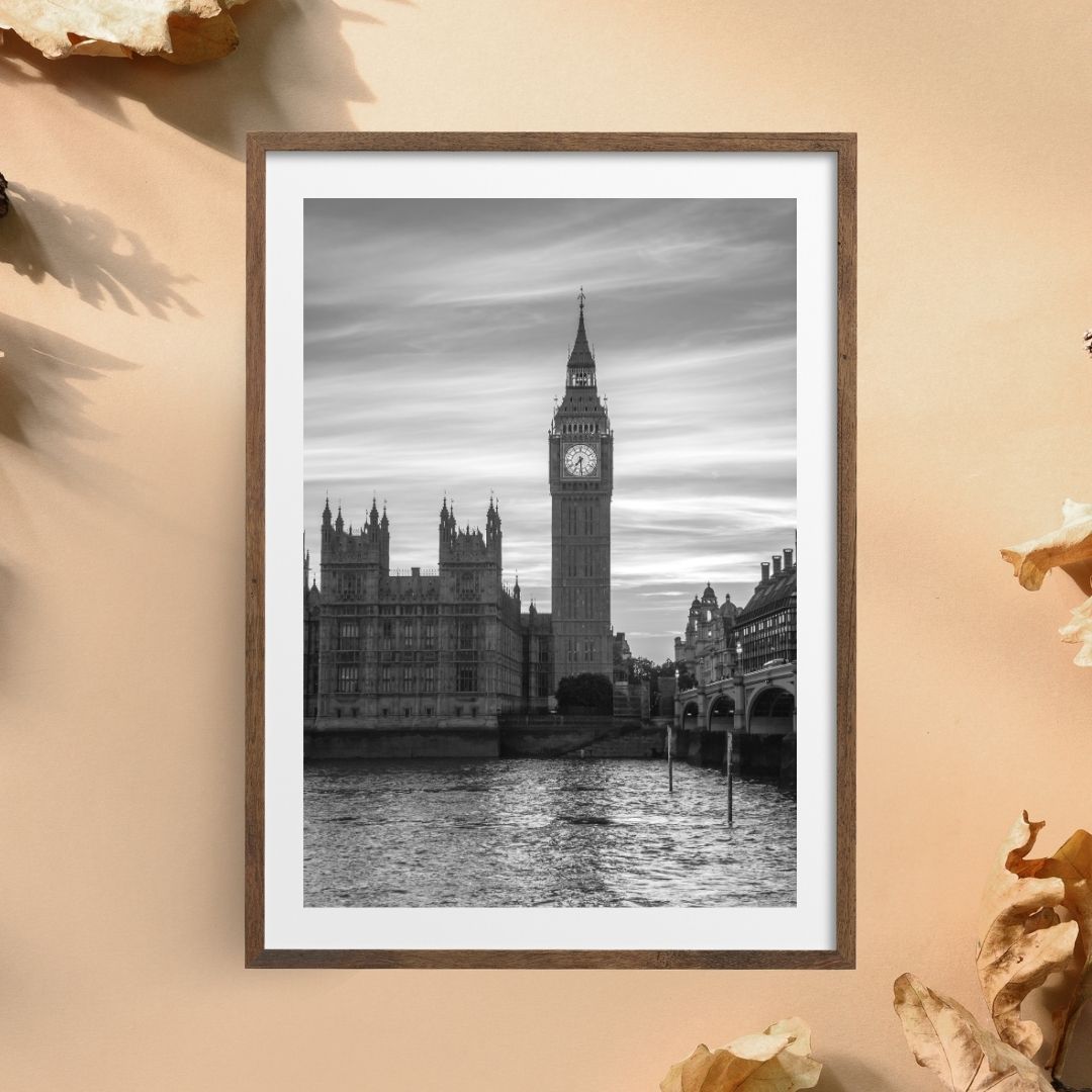 Big Ben in London - (B&W Vertical) PRINTABLE DIGITAL IMAGE - City Escapes Collection