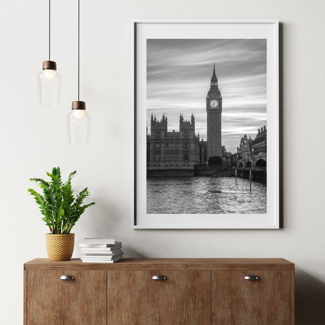 Big Ben in London - (B&W Vertical) PRINTABLE DIGITAL IMAGE - City Escapes Collection