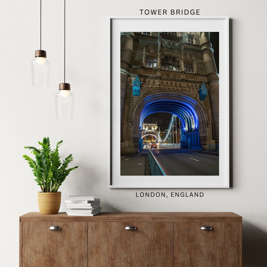 Tower Bridge Blue Tunnel -(Vertical) PRINTABLE DIGITAL IMAGE - City Escapes Collection